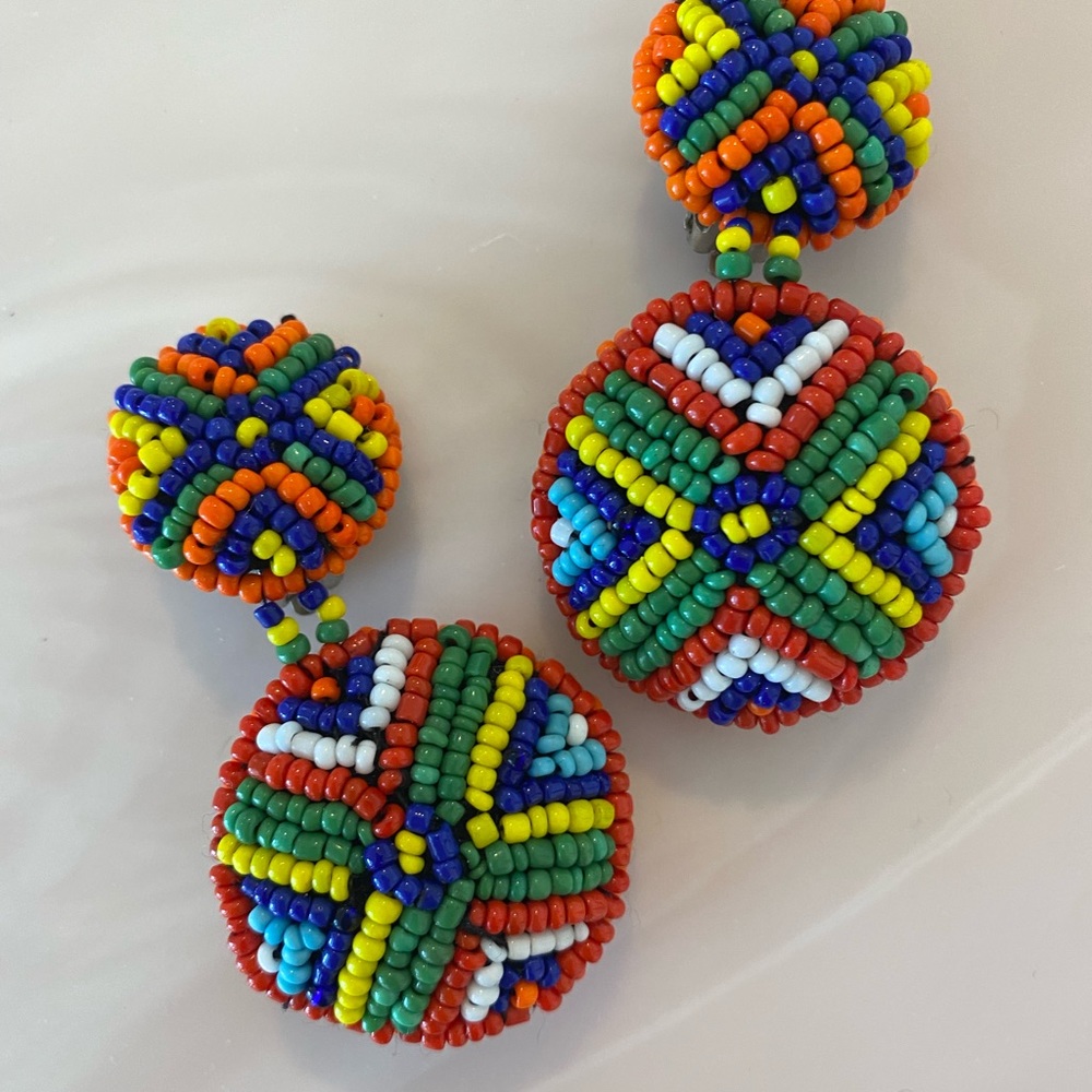 Vintage Beaded Clip-on Earrings